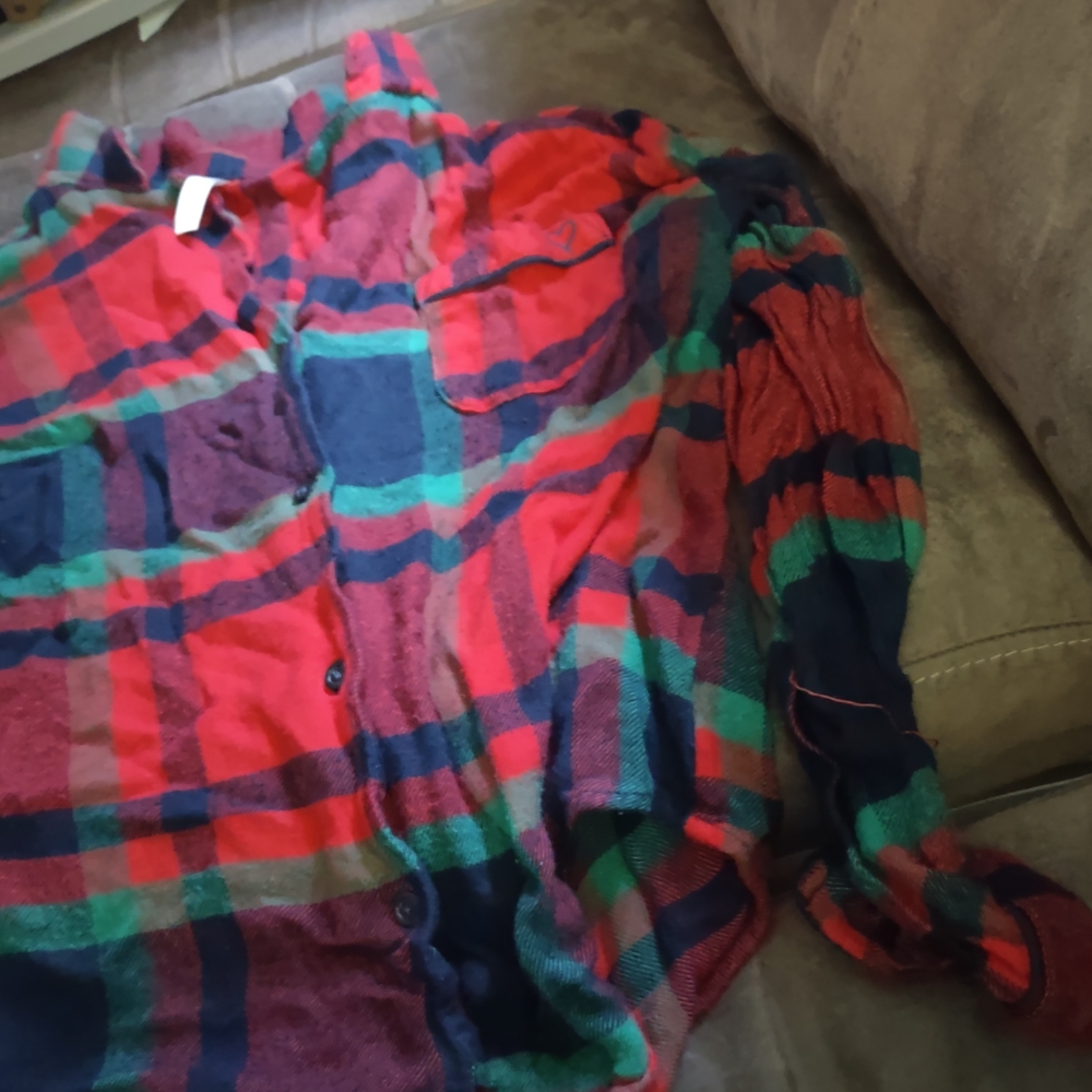 Womens Plaid Shirt - Red, Green, and Blue